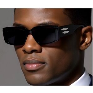 Men Sunglasses Fashion Black Lens‎ Square Deigner UV400 Protection Retro Shades